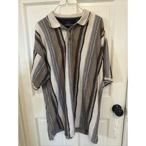 Greg Norman Vintage Collection Coogi Style Abstract Polo Collared Shirt Mens XLT
